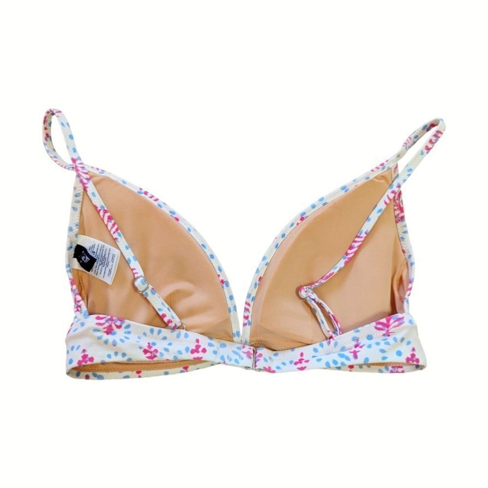 J. CREW Floral French Bikini Ruffle Top in Soft Cornflower Wild Bee sz S NWT - Picture 9 of 14